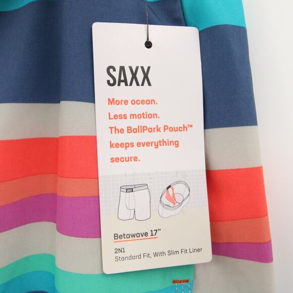 SAXX Betawave Swim Trunks Multicolor Striped Board Shorts Quick Dry Size 36 NWT - Picture 6 of 10